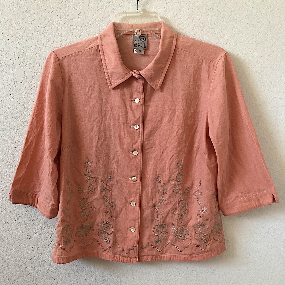 Vintage FL Malik Cotton Embroidered Top Size Small